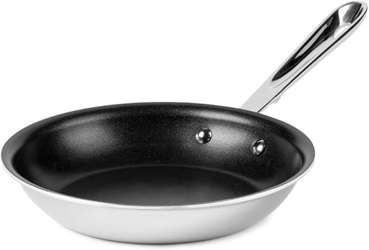 All-Clad D3 8 Inch Stainless Steel Pro Non Stick Frying pan, 3-Ply Stainless Steel Pan, Induction, Oven Broiler Safe 500F Skillet, Professional Cookware, Silver