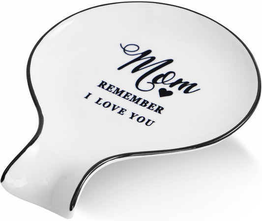 Ceramic Spoon Rest - Large Ceramic Spoon Holder for Stove Top, Utensil Rest for Kitchen Counter, Holiday Gift for Mom,White