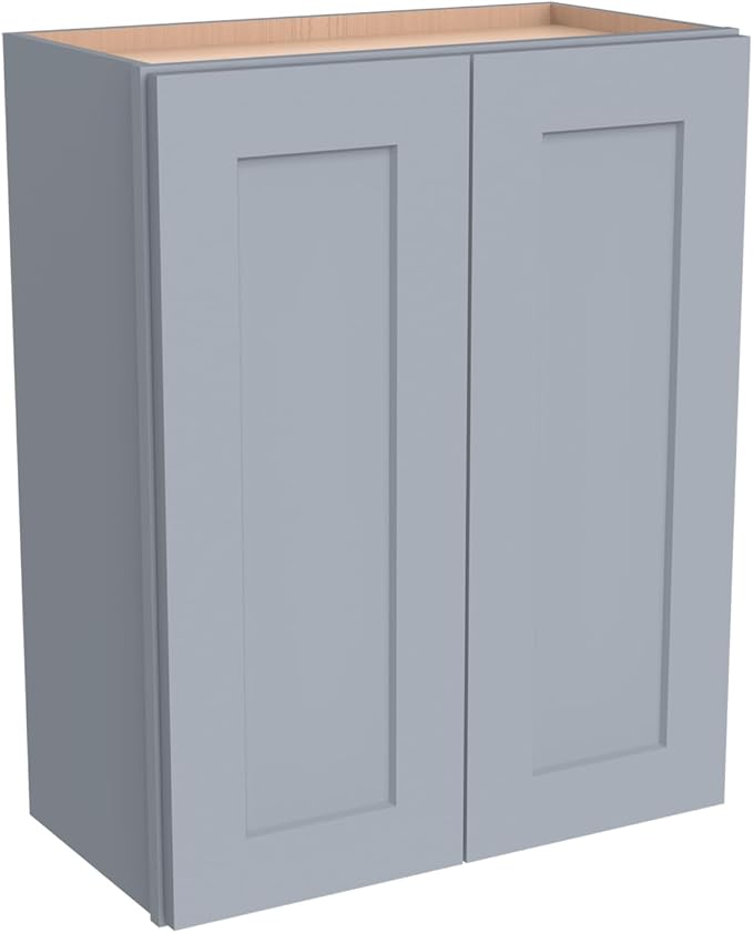 Wall-Mounted Cabinet – Solid Wood Shaker Style Medicine Cabinet with Adjustable Shelves & Soft-Close Doors for Bathroom, Kitchen, and Office Storage (Grey, 39" W x 12" D x 30" H)