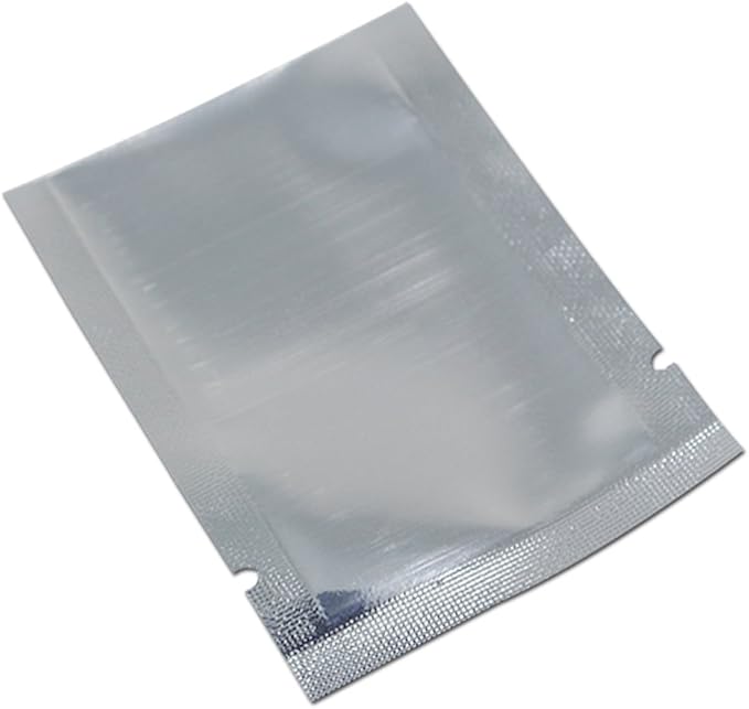 Silver Aluminum Foil Pouch Heat Seal Window Plastic Open Top Flat Vacuum Packaging Mylar Bag Food Small Sample Mylar Storage (500, 1.9x2.7 inch)