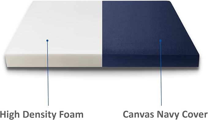 FoamRush 6-Inch Bunk (48" x 72") High Density Foam RV Mattress Replacement with Canvas Navy Cover, Medium Firm, Made in USA, Camper Trailer, Removable Water-Resistant Outdoor/Indoor Cover w Zip