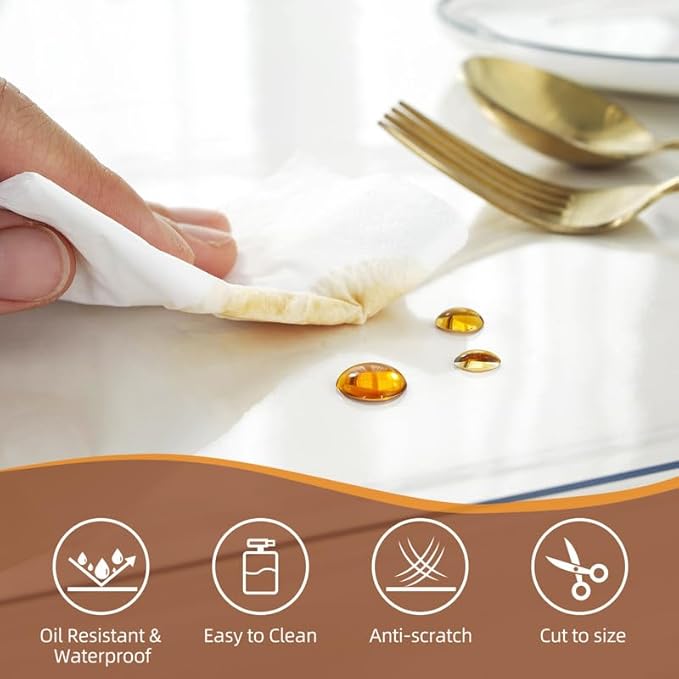 Warmstar Clear Table Cover Protector 39 x 82 Inch,1.5mm Thick Plastic Table Cover Rectangle,PVC Clear Table Protector,Desk Protector Mat for Kitchen, Dresser, Writing Desk，Dining Room Table