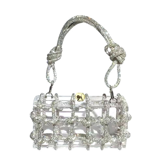 Clear Acrylic Bag Rhinestone Acrylic Clutch Crystal Evening Purses for Women Glitter Handbag for Wedding Cocktail Party Prom