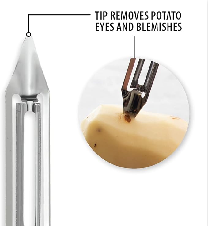Rada Cutlery Vegetable Peeler (R132), 1.75" Stainless Steel Swiveling Blade, Silver Handle