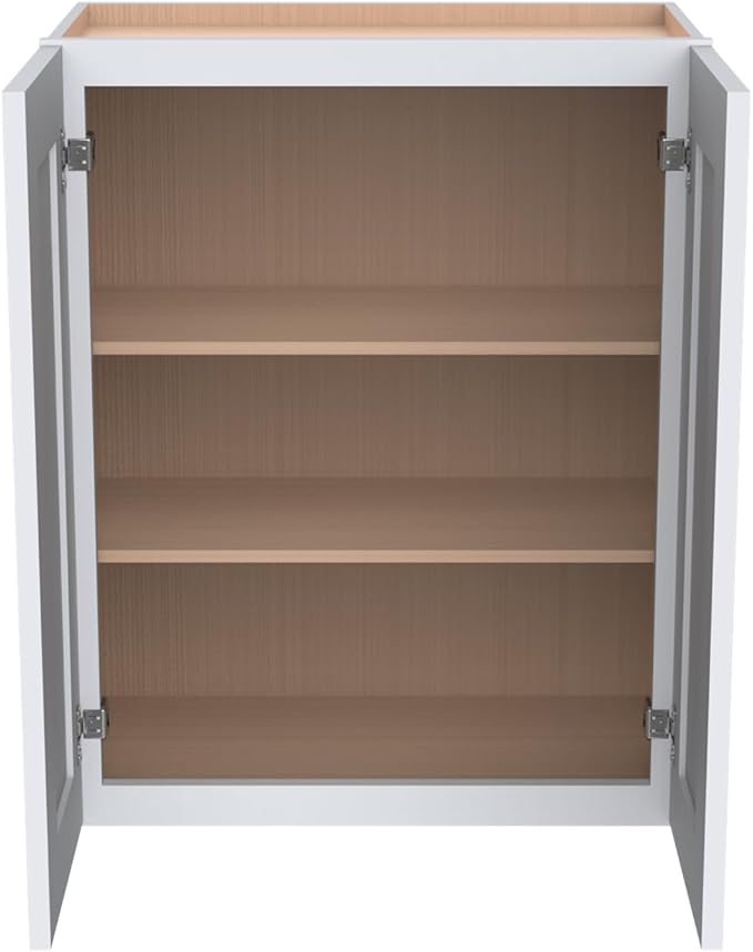Wall-Mounted Cabinet – Solid Wood Shaker Style Medicine Cabinet with Adjustable Shelves & Soft-Close Doors for Bathroom, Kitchen, and Office Storage (White, 39" W x 12" D x 42" H)