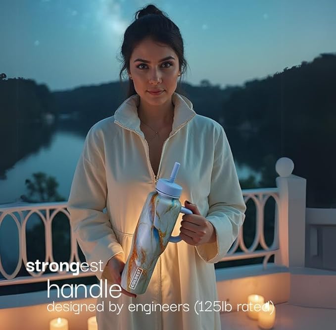Coldest Tumbler with Handle and Straw - 100% Leak Proof Insulated Tumbler with Lid and Straw (3 Lids) - Stainless Steel Tumblers for Women & Men - Cup Holder Friendly Base, 46 oz (Blue Checkers)