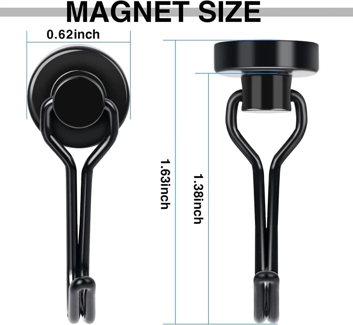 E BAVITE Magnetic Hooks, 30lbs+ Magnet Hook 2025 Cruise Cabin Ship Essentials Heavy Duty Strong Magnets Refrigerator Fridge Hanging for Classroom Beach Vacation Kitchen Grills Home 6pcs (Black)