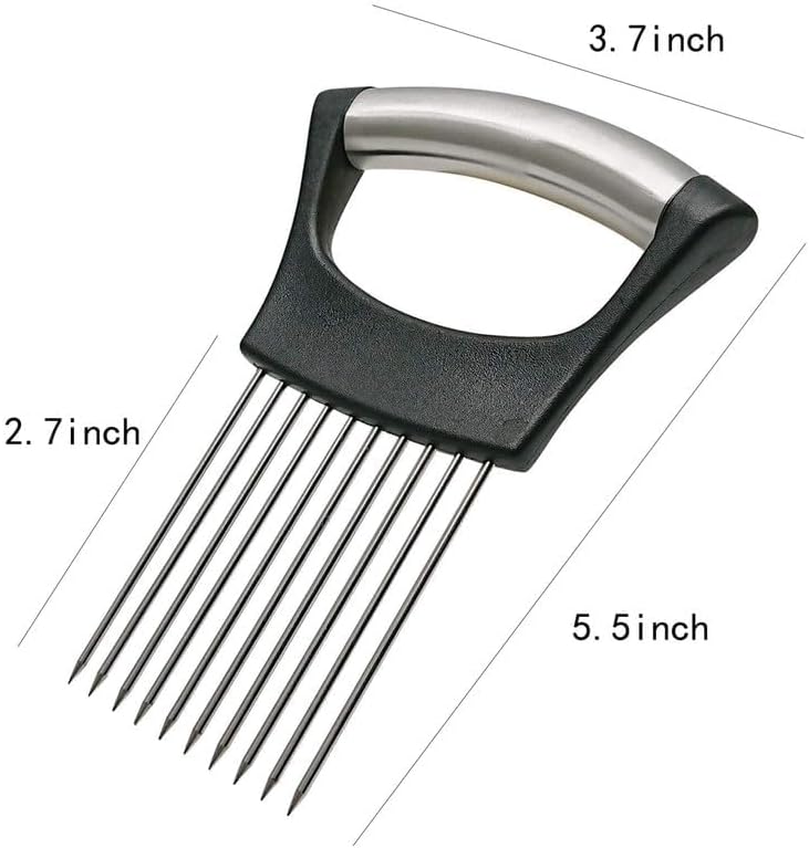 Onion Slice Holder, 2024 New Stainless Steel Holder for Slicing, Chopper Assistant Tool, Cutter for Meat, Onion, Potato, Tomato Kitchen Gadgets (Pink, 3 Pack)