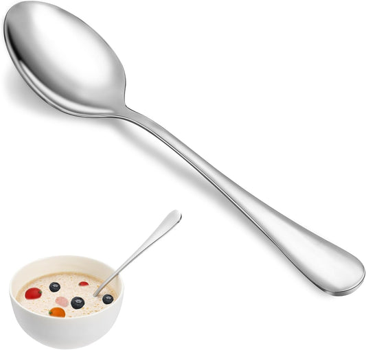 32 Pcs Dinner Spoon Set,Premium Food Grade Stainless Steel Spoons,Durable Metal Spoons,Tablespoon,Spoons Silverware Only,Mirror Finish & Dishwasher Safe,Use for Home,Kitchen and Restaurant - 7.3 inch