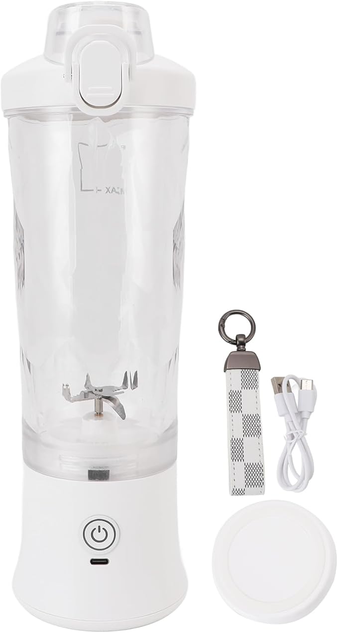 Compact Personal Blender, Travel Blender with 600ml USB C Rechargeable Mini Juicer Cup RGB Light for Travel