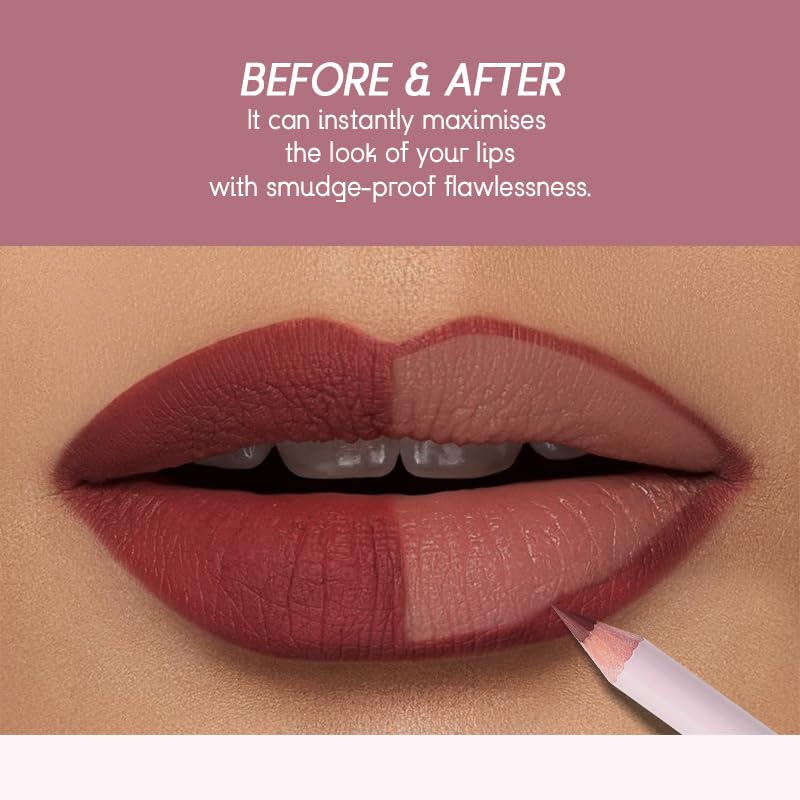USHAS Lipstick and Lip Liner Combo Set 2 in 1 Waterproof Matte Lipstick pen for Women Lip liner Set Long Lasting with Makeup Set (S12, Pack of 1)