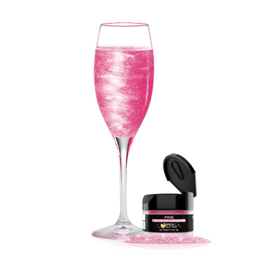Brew Glitter Edible Glitter For Drinks, Beer, &Cocktail Beverages - 1x 4g Flip Top Jar (Pink Shimmer)