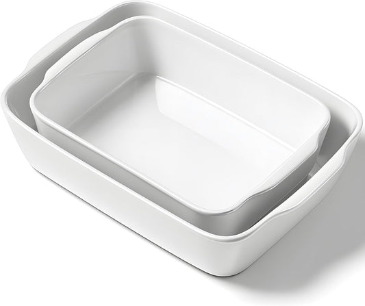 Ceramic Baking Dish Set for 2, Casserole Dish,Ceramic Baking Pan, Bakeware for Baking, Kitchen Decor, Microwave Oven Safe (3.3QT/4.2QT)