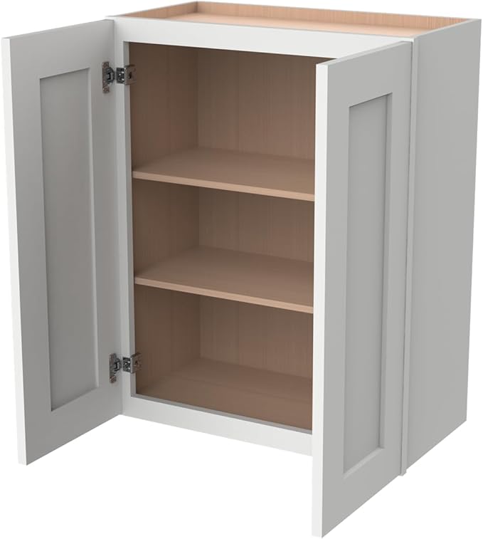 Wall-Mounted Cabinet – Solid Wood Shaker Style Medicine Cabinet with Adjustable Shelves & Soft-Close Doors for Bathroom, Kitchen, and Office Storage (Origami White, 42" W x 12" D x 36" H)