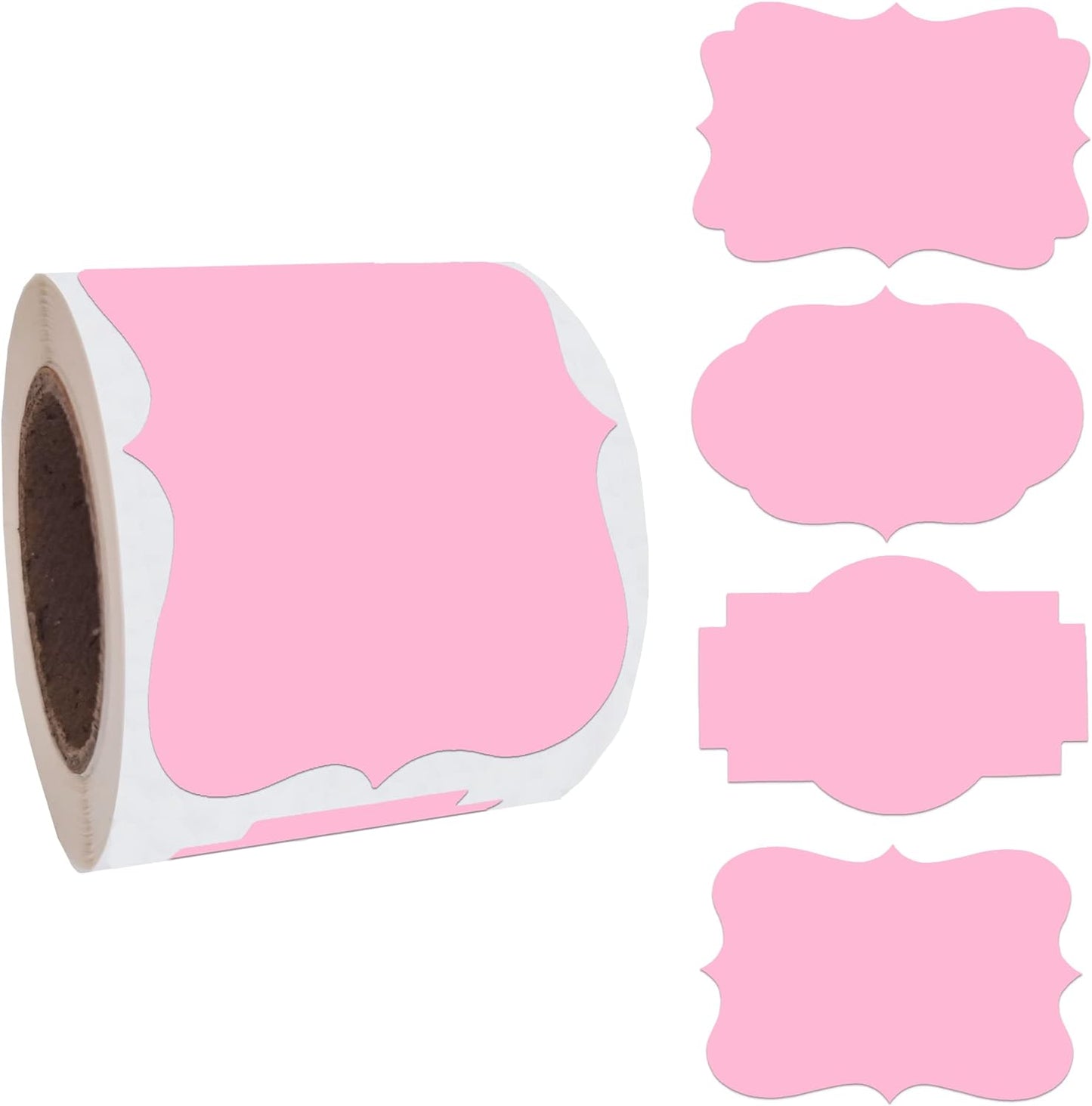 2 x3 Pink Label Stickers, Self-Adhesive Gift Tag Stickers, Write on Blank Labels for Essential Oil Bottles, Gifts, Name Tags, Fancy Shapes 200PCS