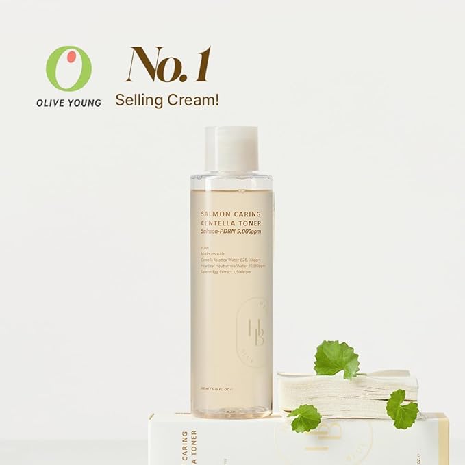 HEVEBLUE Salmon Caring Centella Toner - Salmon PDRN, pH 5.5, Salmon Egg Extract, Centella, Madecassoside, Restore and Rejuvenate, Refine Skin Texture, Low Irritation, Korean Skincare, K-Beauty