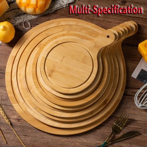 Pizza Serving Board Tray Set of 8, Wooden Lightweight Handles, Up to 13 Inches, Pizza Making Storage, Perfect for Parties and Gatherings,Light Brown,8inch
