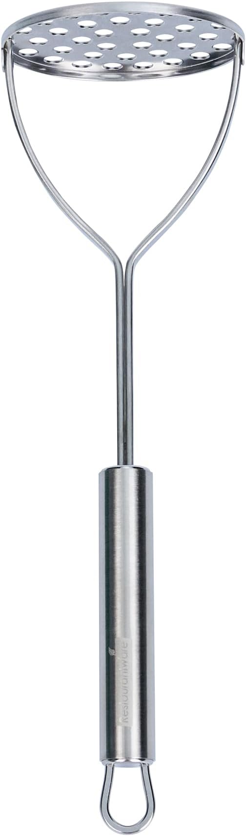 Restaurantware-German Standard Round-Faced Mashers With Ergonomic Handle, 6 Heavy-Duty Potato Mashers - Dishwashable, Durable, Stainless Steel Food Masher, For Avocado, Beans, Sweet Potatoes