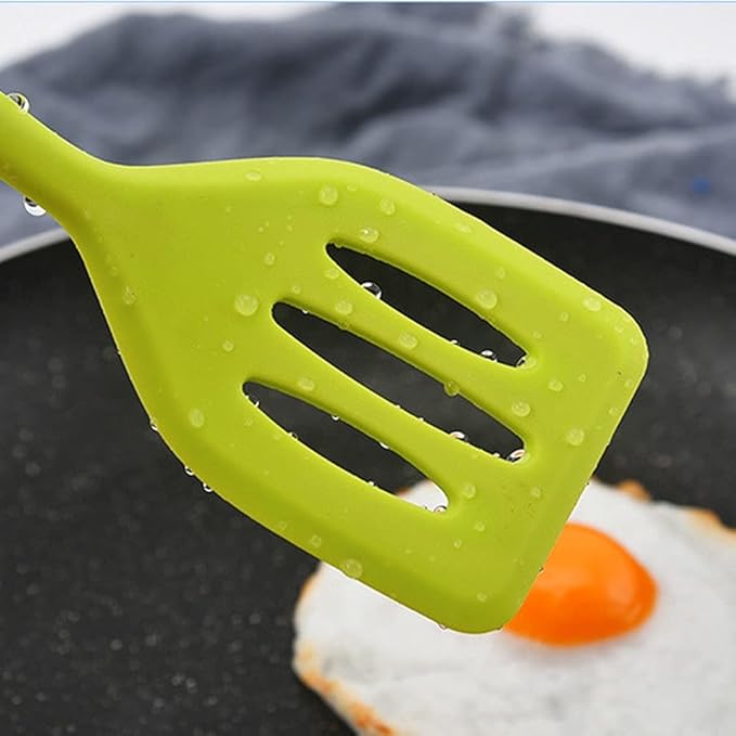2Pack Small Silicone Turner High Heat Resistant Slotted Spatula for Fish, Eggs, Pancakes and More (8.2 IN, Orange)