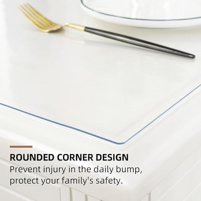 Warmstar Clear Table Cover Protector, 38 x 78 Inch, 1.5mm Thick PVC, Rectangle/Square, Heat Resistant, Tablecloth