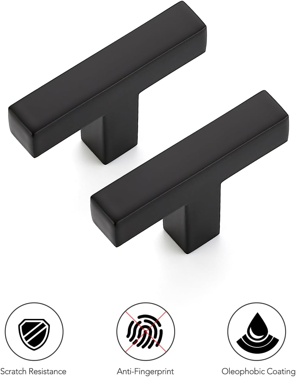 Ravinte 10 Pack Solid Square Bar Handles and Pulls - Black Matte Kitchen Cabinet Hardware