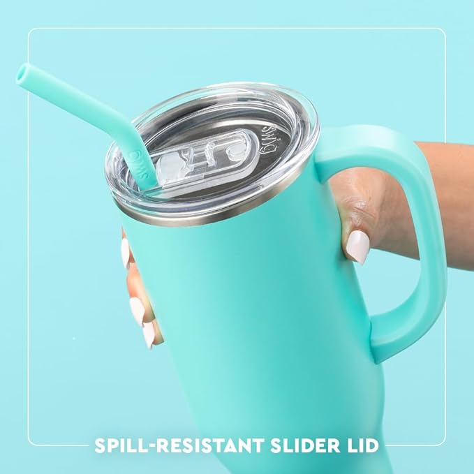 Swig Life 30oz Mega Mug, 30 oz Tumbler with Handle and Straw, Cup Holder Friendly, Dishwasher Safe, Extra Large Insulated Tumbler, Stainless Steel (All American)