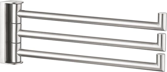 APLusee Brushed Nickel Swivel Towel Rack, 304 Stainless Steel Foldable Towel Bar with Three Swing Arm, Wall Mounted