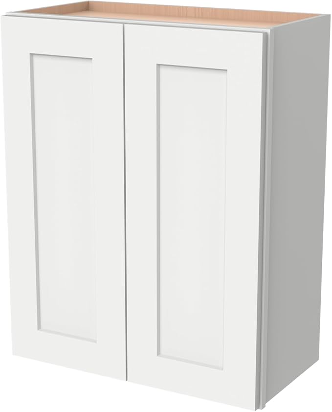 Wall-Mounted Cabinet – Solid Wood Shaker Style Medicine Cabinet with Adjustable Shelves & Soft-Close Doors for Bathroom, Kitchen, and Office Storage (Origami White, 42" W x 12" D x 36" H)