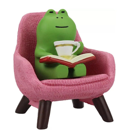 Adorable Miniature Frog Figurines - Cute Pink Sofa Frog Sculpture for Home Office Bookshelf Desktop Decor, Funny Office Accessories, Fairy Garden Ornaments - Unique Gift for Frog Lovers & Collectors