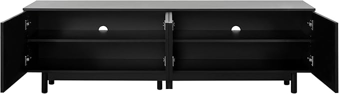 Ball & Cast Modern TV Stand with Arch Cabinets for TVs up to 78", Minimalist Entertainment Center w/Solid Wood Legs and Adjustable Shelves, Media Console for Living Room,Black