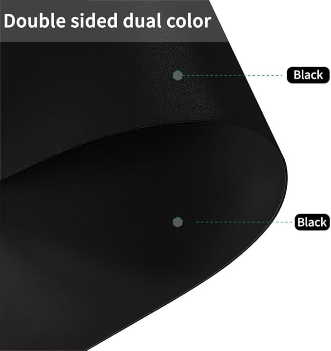 Desk Pad Mat - 48x48 Inch Waterproof Easy to Clean Can Conceal Flaws Protector The Table Top from Scratches Used for Dining (Black+Black 48x48)