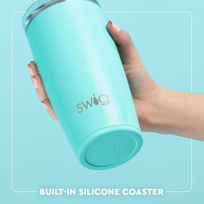 Swig Life 22oz Insulated Tumbler, Travel Coffee Tumbler with Lid, Cup Holder Friendly Travel Coffee Mug, Stainless Steel, 22 oz Tumblers, Reusable Insulated Mug with Lid (Cowgirl Coquette)