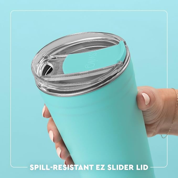 Swig Life 24oz Party Cup, Stackable Insulated Travel Coffee Tumbler with EZ Slider Lid, Cup Holder Friendly, Stainless Steel 24 oz Tumbler, Reusable Coffee Mug (Flourish)