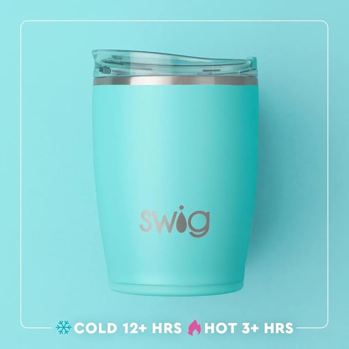 Swig Life 12oz Insulated Tumbler, Travel Coffee Tumbler with Lid, Cup Holder Friendly Travel Coffee Mug, Stainless Steel, 12 oz Reusable Insulated Coffee Mug (Saturdays in Norman)