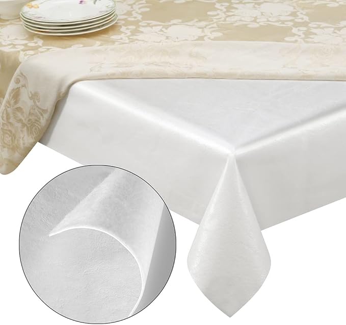 Quality Table Pad Protector, Superior Protection from Spills, Scratches & Heat - Reusable Vinyl Table Cloth with Cushion Flannel Backing (120" L x 54" W)