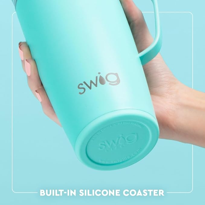 Swig Life 22oz Travel Mug, Insulated Tumbler with Handle and Lid, Travel Coffee Mug, Cup Holder Friendly, Stainless Steel 22 oz Tumbler, Reusable Insulated with Lid (Gingham)