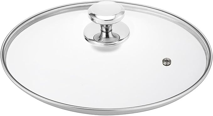 Glass Lid for 12 Inch Stainelss Steel Cast Iron Skillets Frying Pans, 30cm Tempered Lids for Dutch Ovens, 12 In Pan Cover with Stainless Steel Rim for Stock Pots, Dishwasher Safe