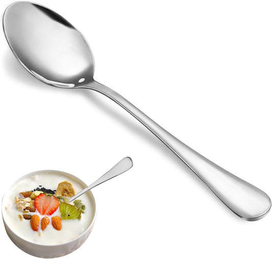 8 Pcs Teaspoons Set, Food Grade Stainless Steel Tea Spoons, Durable Small Spoons, Metal Dessert Spoon, Spoon Silverware for Home, Kitchen or Restaurant, Mirror Polished & Dishwasher Safe, 6.7-Inch