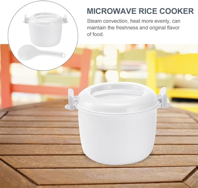 PRETYZOOM Microwave Rice Cooker with Spoon - Large Capacity Microwavable Rice Cooker Steamer Portable Lunch Box for Home Office Dormitory