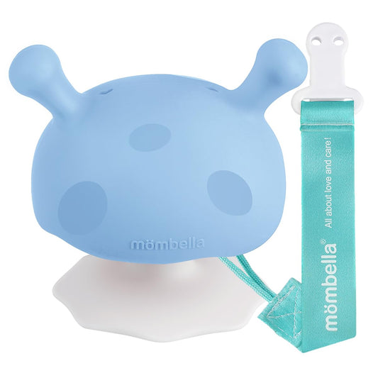 Baby Teething Toys for 3-12 Months+,Silicone Mombella Baby Teether with Suction Base,Soft & Easy to Grasp for Teething Relief,Safe & Comfortable Teether Toys for Sucking Needs,BPA Free,0011 (Blue)