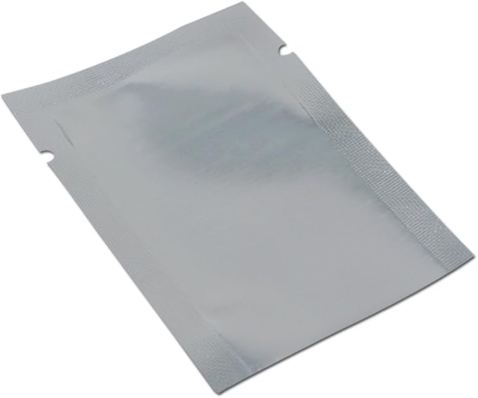 Silver Aluminum Foil Pouch Heat Seal Front Window Plastic Mini Open Top Flat Vacuum Packaging Mylar Bag Food Small Sample Mylar Storage with Tear Notch (200, 6x9cm(2.3x3.5 inch))