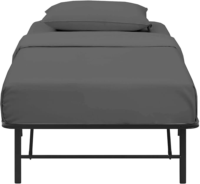 NON Sticky cotton 4 PC Cot Sheet Sets 28x75, 100 Percent Fitted Sheet- Perfect for Narrow Twin/Rv Bunk/Camping Cot/Guest Bed, Sheets Bunk Bed-Fits Upto 4-8'' Deep Mattress- Dark Grey Solid