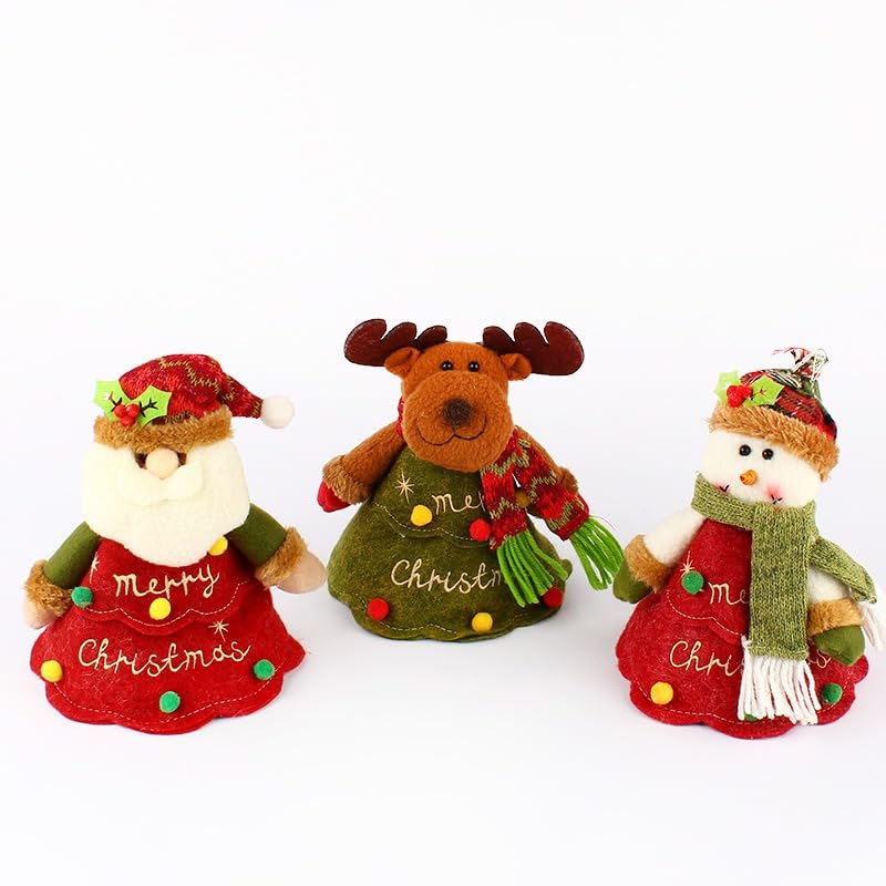 WGXIA 6Pcs Flax Christmas Apple Bags Zipper Reusable 2026 New Chritmas Eva Santa Snowman Snowflake Deer Shaped Apple Candy Bags Bulk Storages For Chritmas Party Decor (B-3pcs)