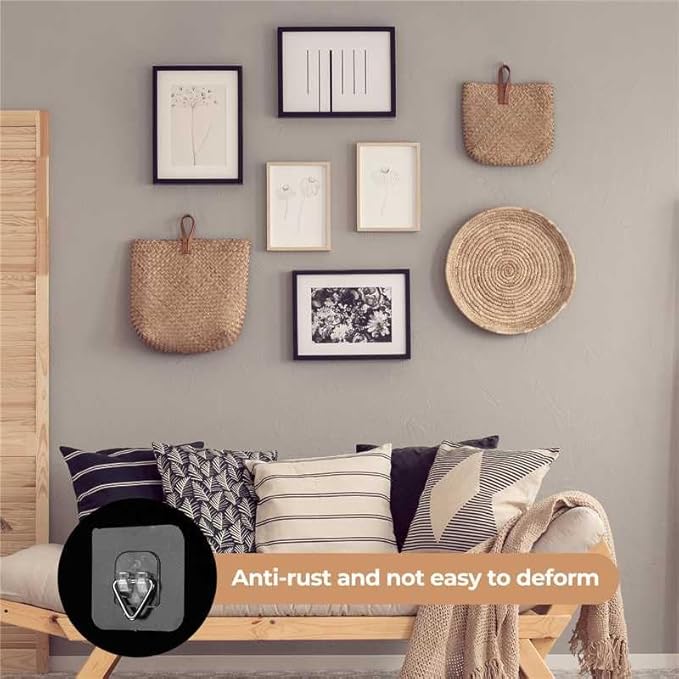 Bilillo 40 Pack Invisible Adhesive Wall Plate Hangers, 2.3 Inch Plastic Plate Holders for Decorative Plates, Photo Frames, and Wall Art Display
