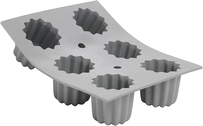 de Buyer ELASTOMOULE Cannele Silicone Mold - Creates 6 French Pastries - Easy to Use & Clean - Dishwasher Safe