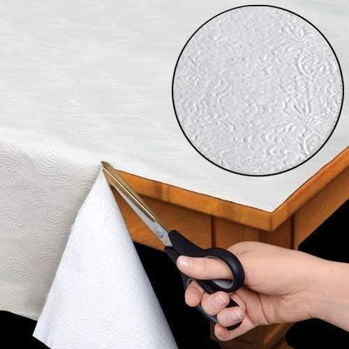 Home Bargains Plus Quilted Heavy Duty Table Pad Protector with Flannel Backing, Cut to Fit, Heat Resistant, Wipe Clean, Protects Table from Spills and Scratches, White, 70” Round Rectangle