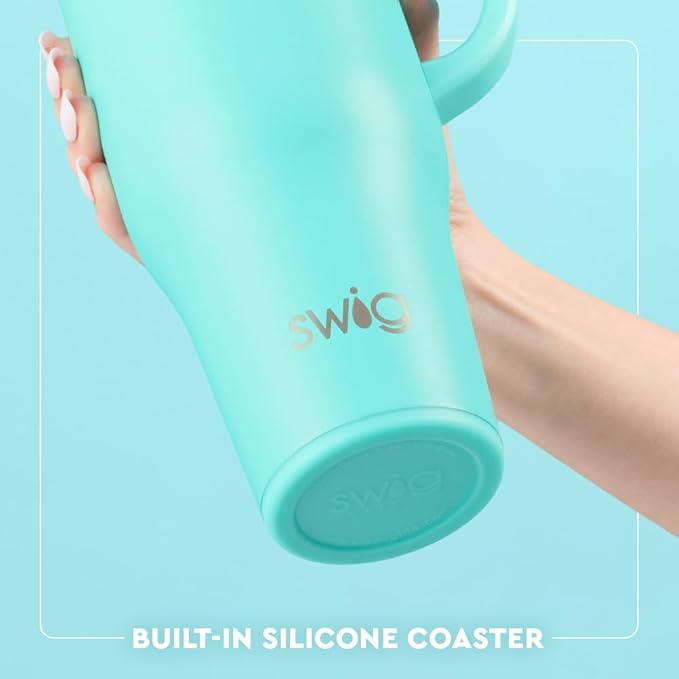 Swig Life 40oz Leak Proof Mega Mug, 40oz Leak Proof Tumbler with Handle and Straw, Extra Large Insulated Tumblers, Cup Holder Friendly Travel Mug, Reusable Leakproof Water Bottle (Lemon Meringue)