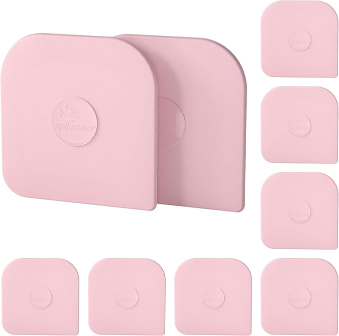 Pan Scraper, 10 Pcs Pot Scraper Plastic, Pot Scraper Non Scratch for Cast Iron, Pot and Pan Cleaning, Sturdy Scraper Kitchen Tool，Pink