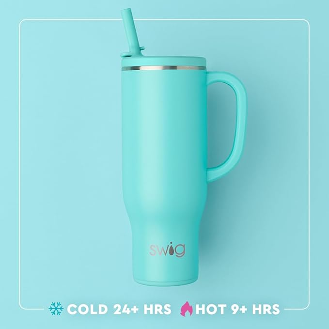Swig Life 30oz Mega Mug, 30oz Tumbler with Handle and Straw, Large Insulated Tumblers, Cup Holder Friendly Travel Mug, Stainless Steel 30 oz Tumbler, Reusable Insulated Water Bottle (Giddy Up)