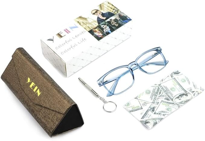 YEIN Bifocal Reading Glasses with Blue Light Blocking Lenses, Bifocal Reader for Women and Men, Vintage Square frame with Spring Hinge (+0.00/+1.50 magnification)